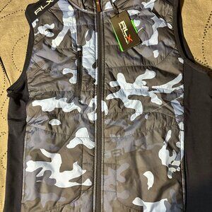 RALPH LAUREN RLX GOLF FULL ZIP. NAVY CAMO WOOL VEST SIZE M MEN NWT $228.00